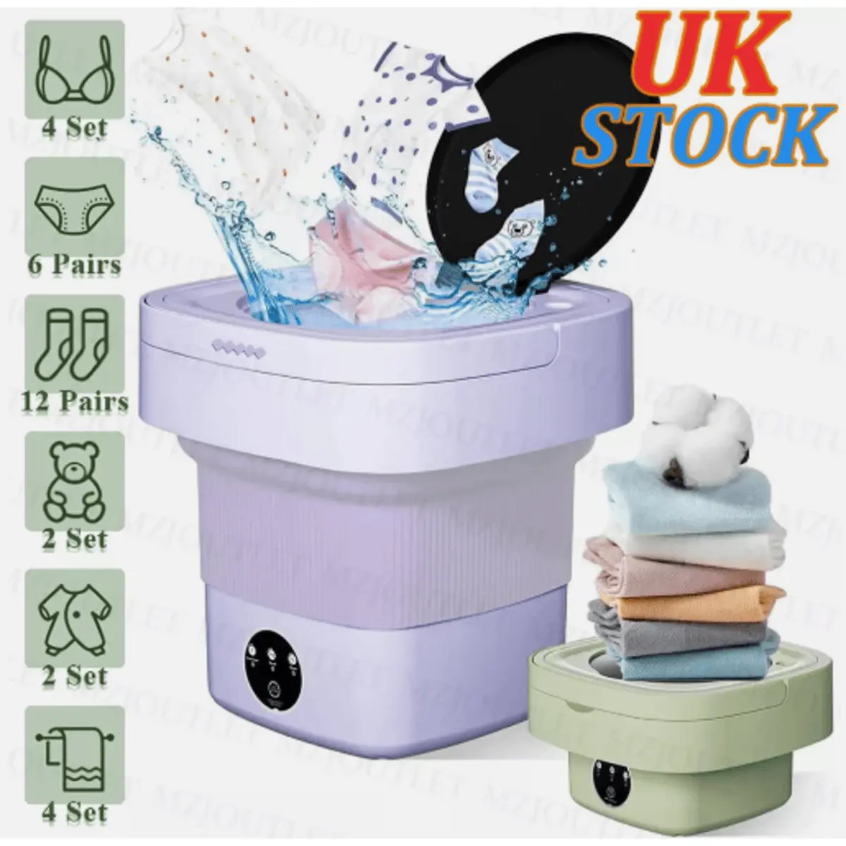 Portable Washing Machine Mini Foldable Washer Spin Dryer Travel Underwear Baby