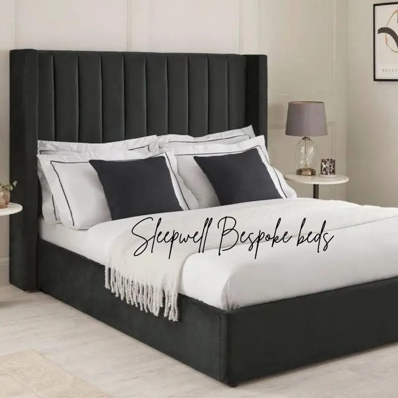 Wingback Kelly Bed Frame with Storage and Mattress - Available in Various Sizes and Colours Single, double, Kingsize and superking size bed.