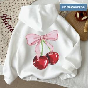 Coquette Cherry Bow Back Hoodie