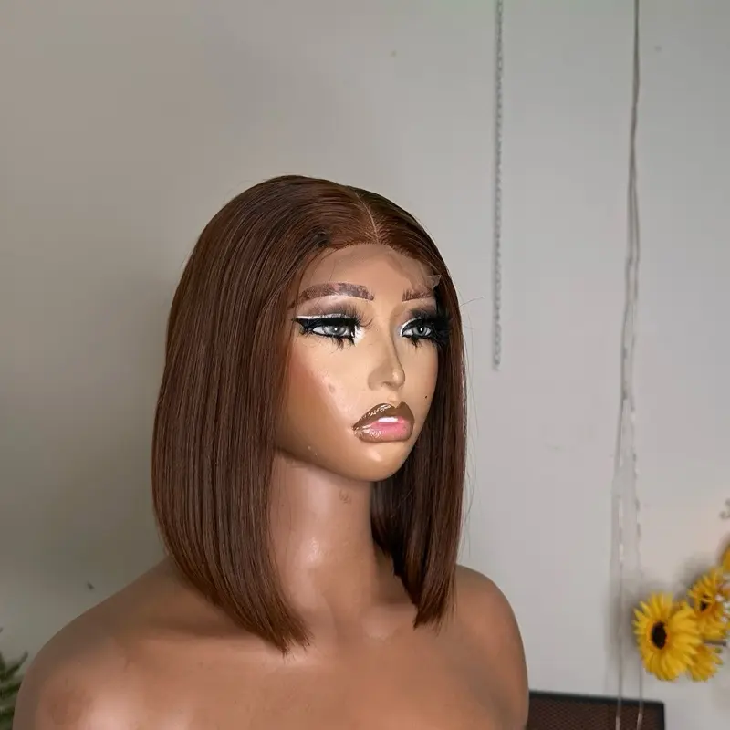 10 inches SDD Vietnamese bone straight. 220g with 2by4 closure . Chestnut colour .