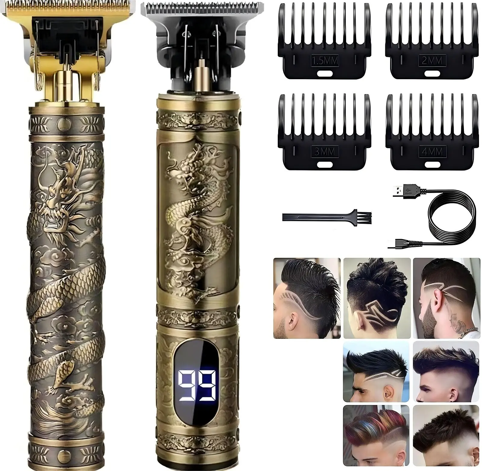 Professional Men Hair Clipper Trimmer Machine Cordless Beard Electric Gold New Durable Comfort