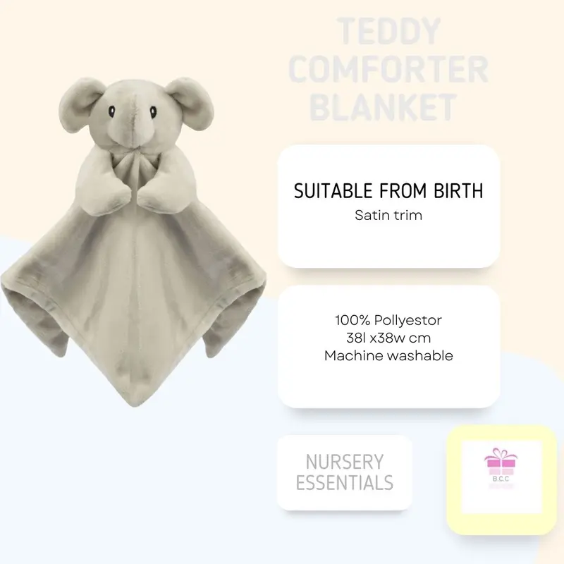 New Baby Hamper gift Unisex set Baby Blanket White Elephant Comforter Muslin Cloth - Gender Reveal Gift 1
