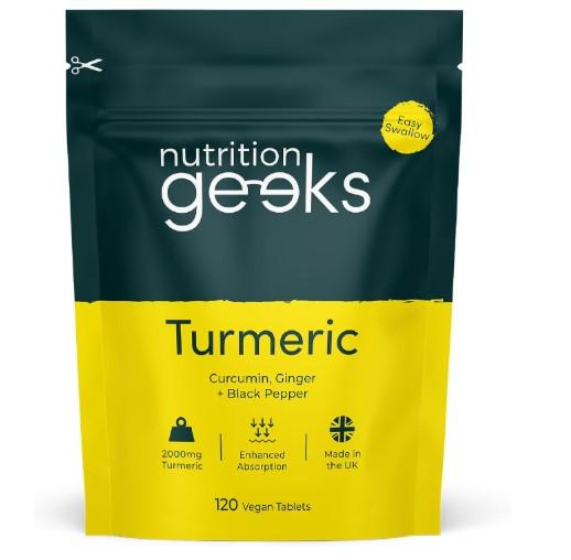 Product Introduction of Nutrition Geeks Turmeric Tablets 2000 mg with Black Pepper & Ginger, High Strength Curcumin Supplements, Vegan and Gluten Free, UK Made, 120 Count 0