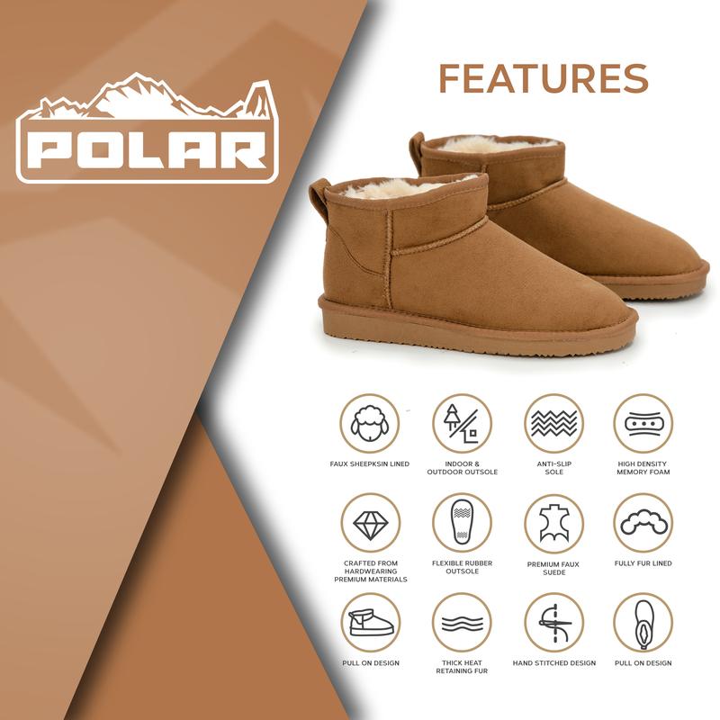 SARAH Womens Fur Lined Pull On Boots Thick Durable Flexible Waterproof Soles For Indoors and Outdoor Ladies Walking Shoes 1