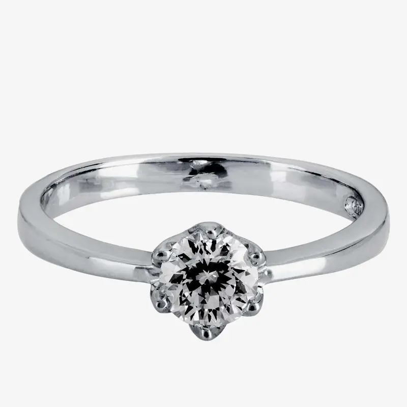 Starbright Silver 5mm Six Claw Round Cubic Zirconia Ring R3227(5M) 3A (56) 1