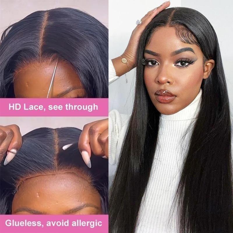 【2025】Bleached Knots Wear Go Glueless Wig  Straight 4x4 Lace Wig Pre Cut Preplucked Human Wigs 3