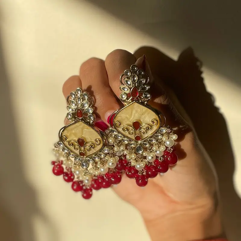 Devi Meenakari Indo Western Earrings - Ethnic Jhumka Design 4