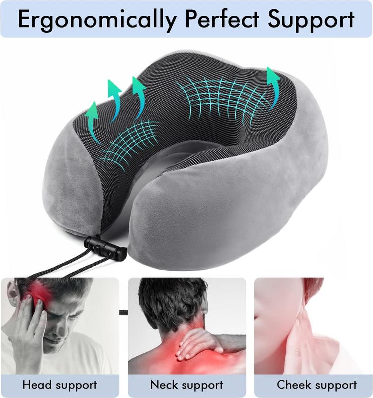 Memory Foam Soft Neck Pillow for Travel Comfortable Head Cushion Support Neck Pillow Accessories for Sleeping Rest, Airplane Car & Home Use 4