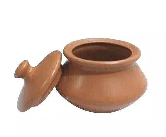 Matka Chicken Egg Biryani, unglazed earthen clay/handi pots 800ml, 14x14cm lided Cookware Traditional Meat honey pot red with handle 4