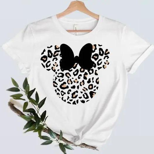 Leopard Print Minnie Mouse Shirt, Cute Mom Shirt, Leopard Minnie Ear Shirt, Leopard Women Shirt, Family Vacation Shirts 4