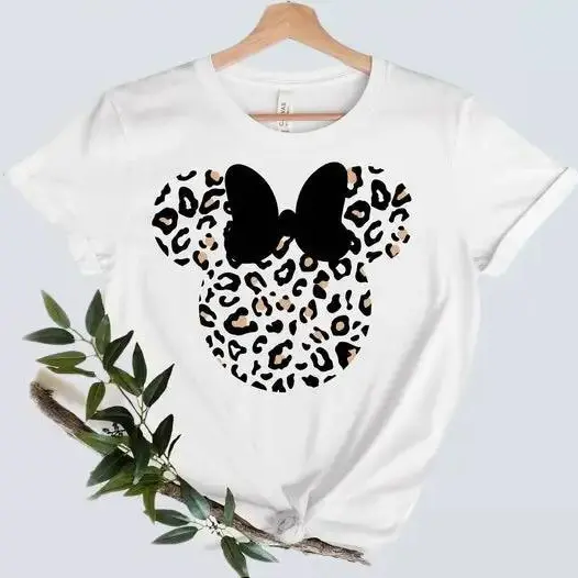 Leopard Print Minnie Mouse Shirt, Cute Mom Shirt, Leopard Minnie Ear Shirt, Leopard Women Shirt, Family Vacation Shirts 4