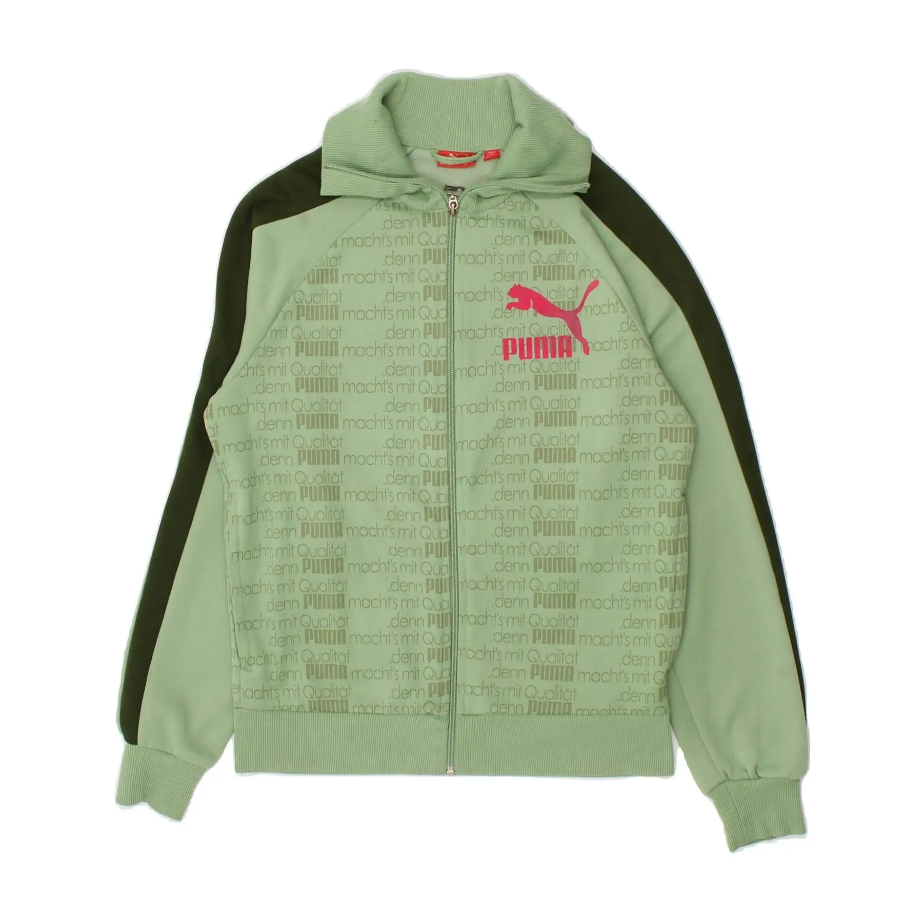 Pre-Owned Vintage PUMA Womens Graphic Tracksuit Top Jacket UK 10 Small Green Polyester