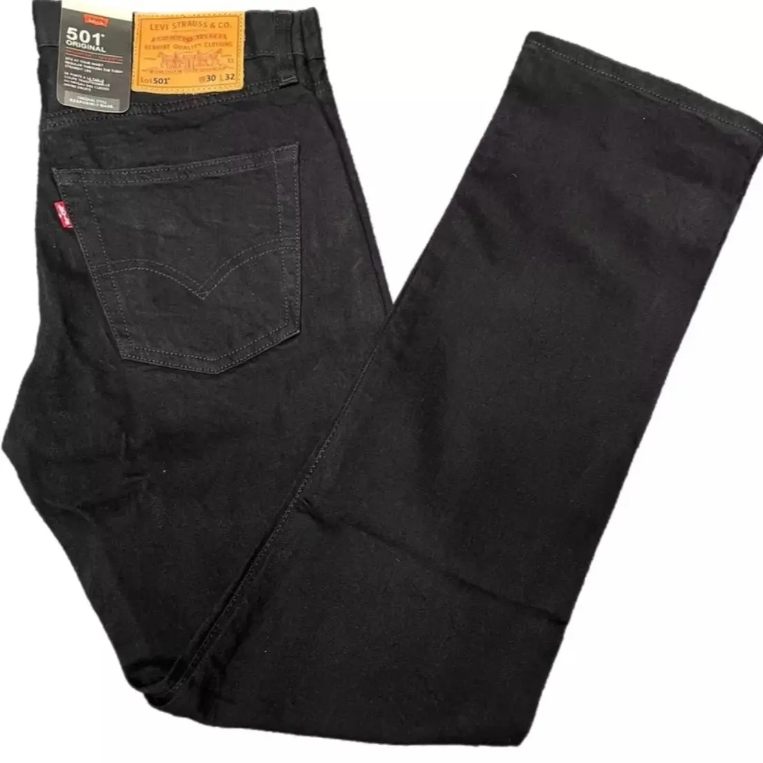Levis Mens 501 Original Fit Straight Leg Denim Jeans Bottoms Pants Black Style#00501-0165, Menswear 100% cotton