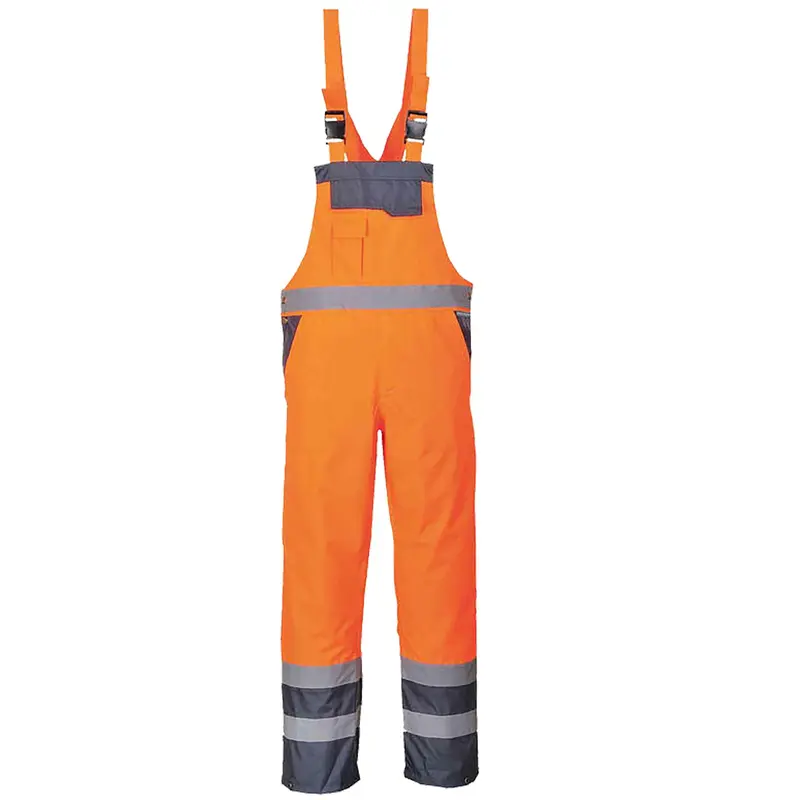 Hi Vis Contrast Waterproof Overall Bib and Brace Dungarees Viz Workwear Jumpsuit Fabric Menswear Breathable Clothing Garment Pocket Reflective Underwear Uniforms Man 1