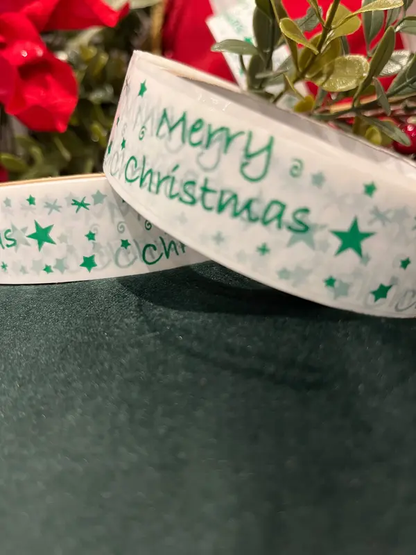 Vibac Christmas Printed Tape - Durable White Background with Merry Christmas and Stars Print - 25 mm x 33 metres 5