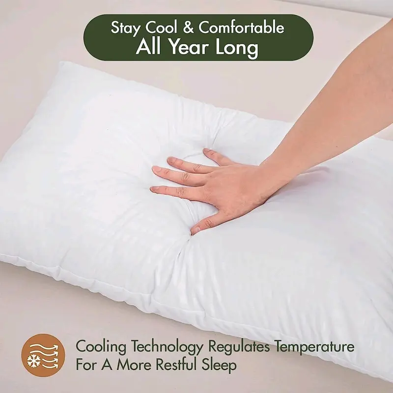 Extra Filled Hotel Pillows Egyptian Stripe Hollowfibre Filled Bounce Back Firm | Twin Pack 5