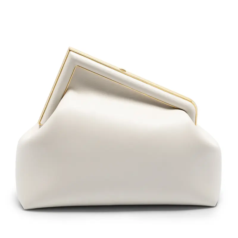 Preowned Fendi Fendi First Midi White Bag Clutch bag Calfskin Plain White Excellent condition 3
