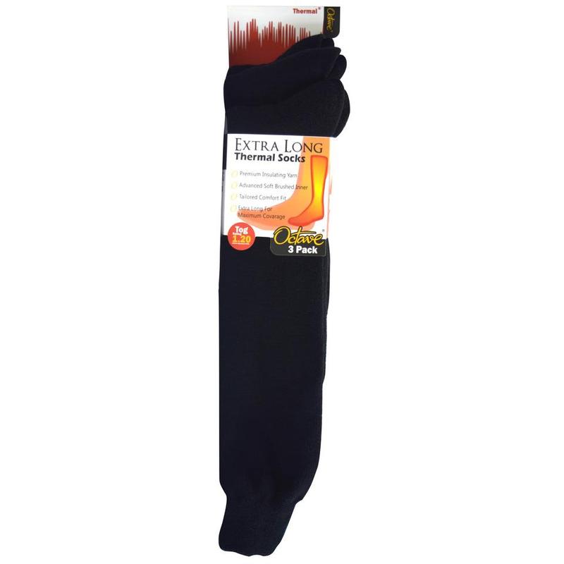 Octave® Mens Extra Long Thermal Socks 1.2 Tog 3 Pack - Black 7