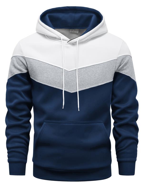 Men's Color Block Hoodie - Casual Graphic Design Pullover with Kangaroo Pocket for Winter and Fall Streetwear - Great Gift Idea 0