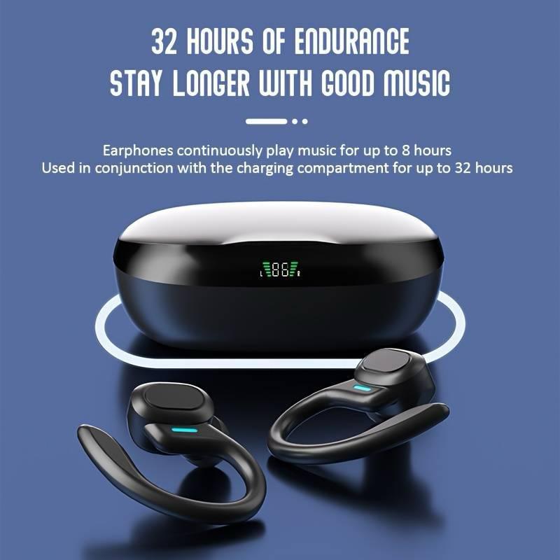 Product Introduction of wireless Earbuds Bluetooth Headphones with earHooks, Led display, Long Battery life ,Hifi sound quality with super stylish design,Compatible With iPhone and samsung Audio Charging Headset Chargeable Electronic 1