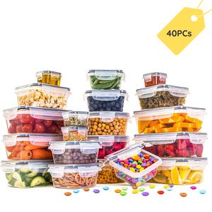 Nuovva Airtight Food Storage Containers Set – Plastic Food Containers with Lids – Leak Proof Pantry & Kitchen Containers – Meal Utensils Prep Sets with Lids - 40pcs foodstorageboxes