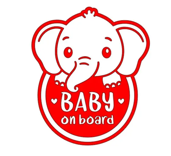 Baby Boy On Board Elephant Car Bumper Sticker Vinyl - High Quality Outdoor Sticker for Vehicle Window or Bodywork - Decor, Decorative 6