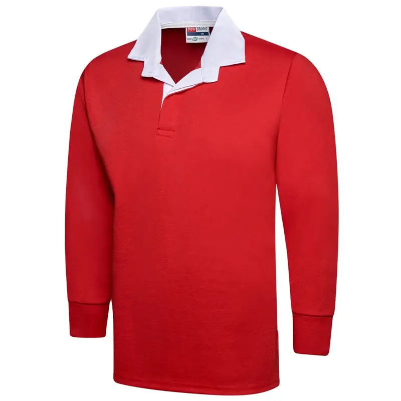 Men’s Plain Rugby Long Sleeve Sport Jersey  Embroidered Logo 1