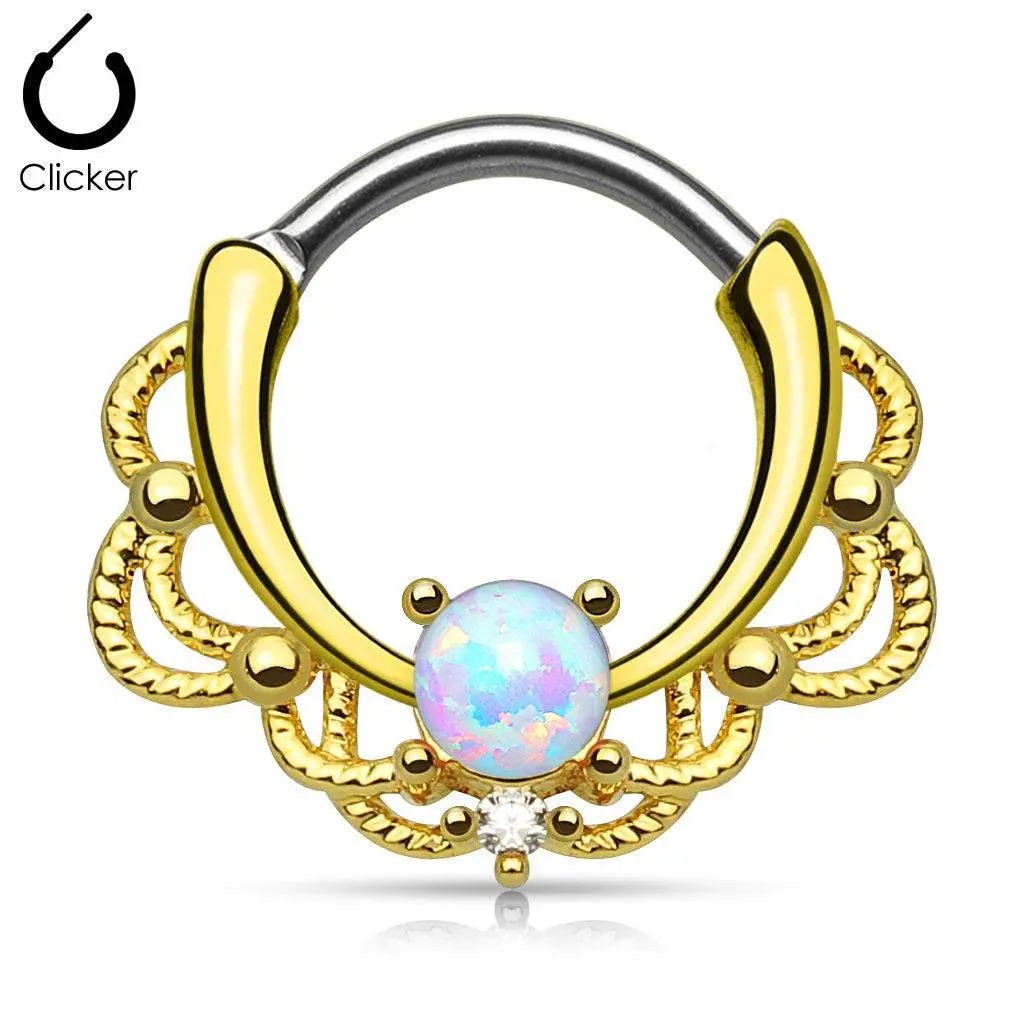 GOLD FILIGREE OPAL 10MM HOOP
