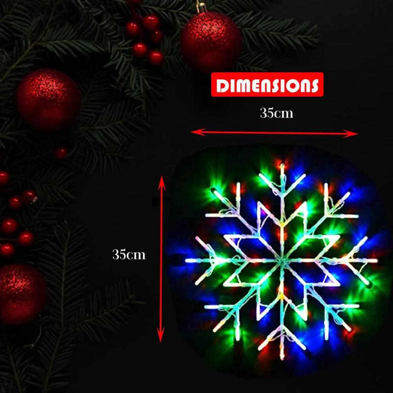 Almineez Christmas 50 LED Snowflake Light Flashing Silhouette Home Window Xmas Festive Decoration Flashing Lights - New Year Light Up Party (Multi Coloured) 3