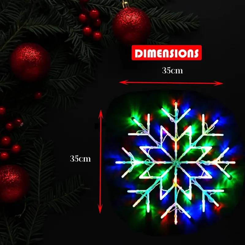 Almineez Christmas 50 LED Snowflake Light Flashing Silhouette Home Window Xmas Festive Decoration Flashing Lights - New Year Light Up Party (Multi Coloured) 2