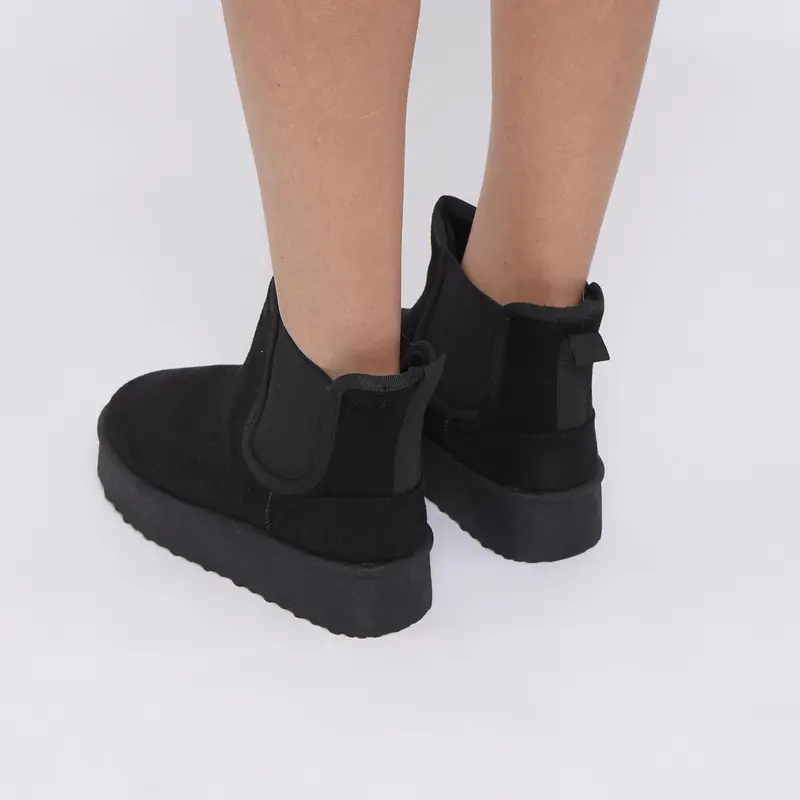 Women’s Ladies Faux Suede Snug Thick Platform Chelsea Ankle Boots Shoes Size 3