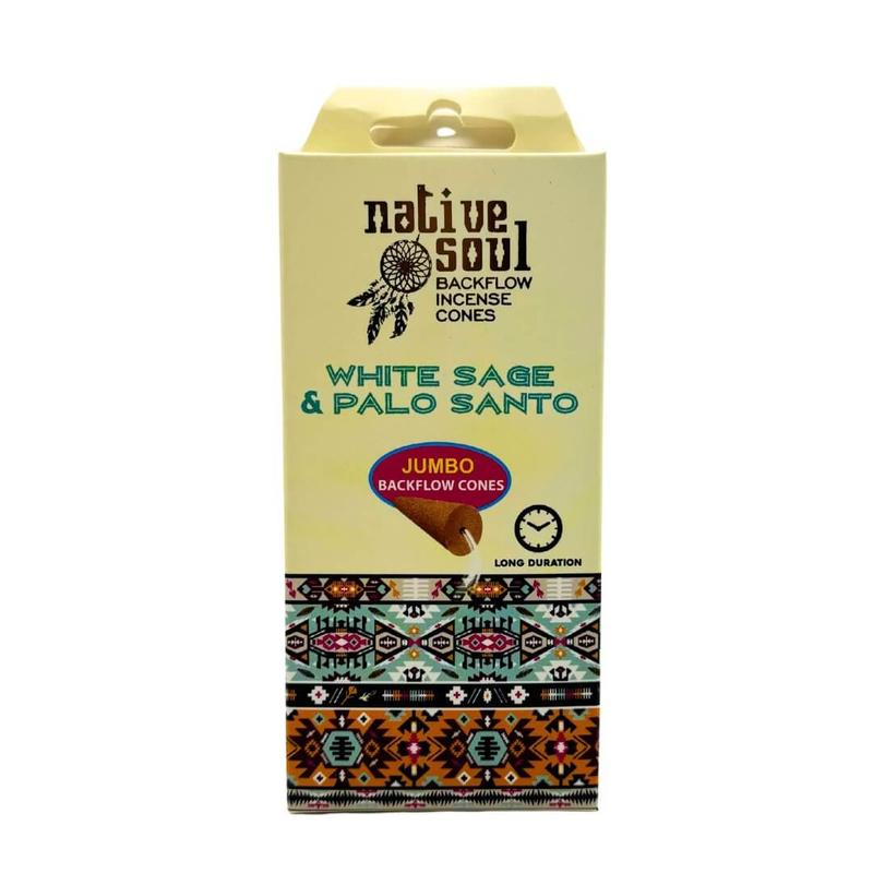 Native Soul Jumbo Backflow Cones - White Sage & Palo Santo 1