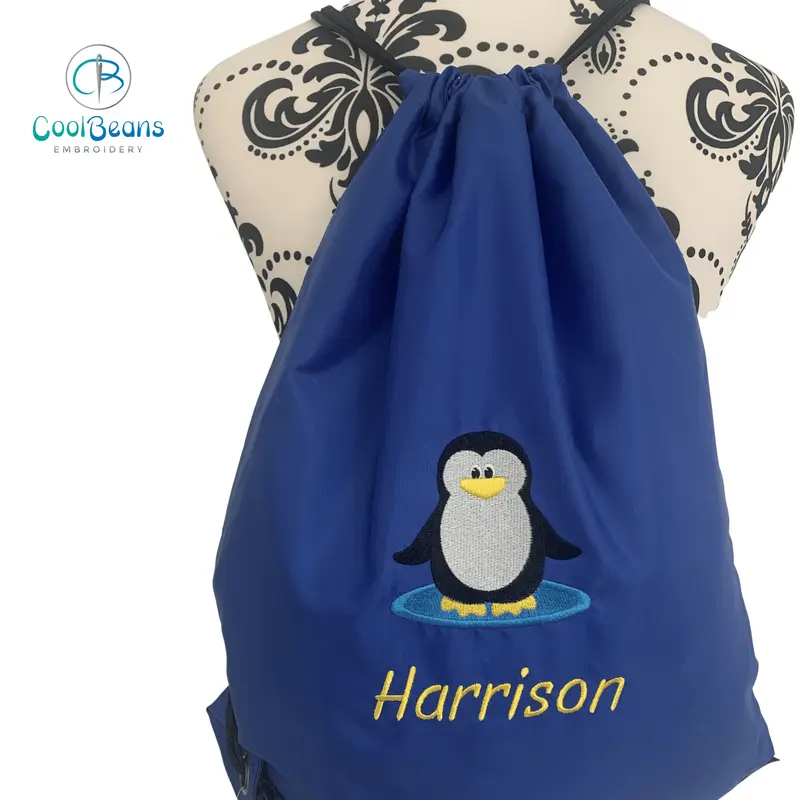 Penguin Drawstring Gym Bag - Personalised 0