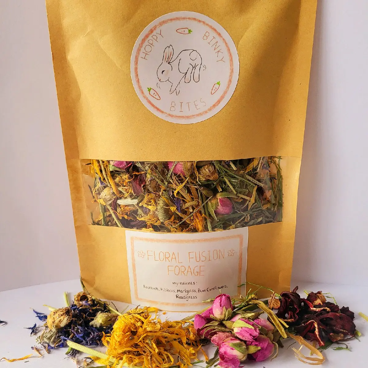 Floral Fusion Forage Bag for Rabbits and Guinea Pigs - Dried Flower Mix