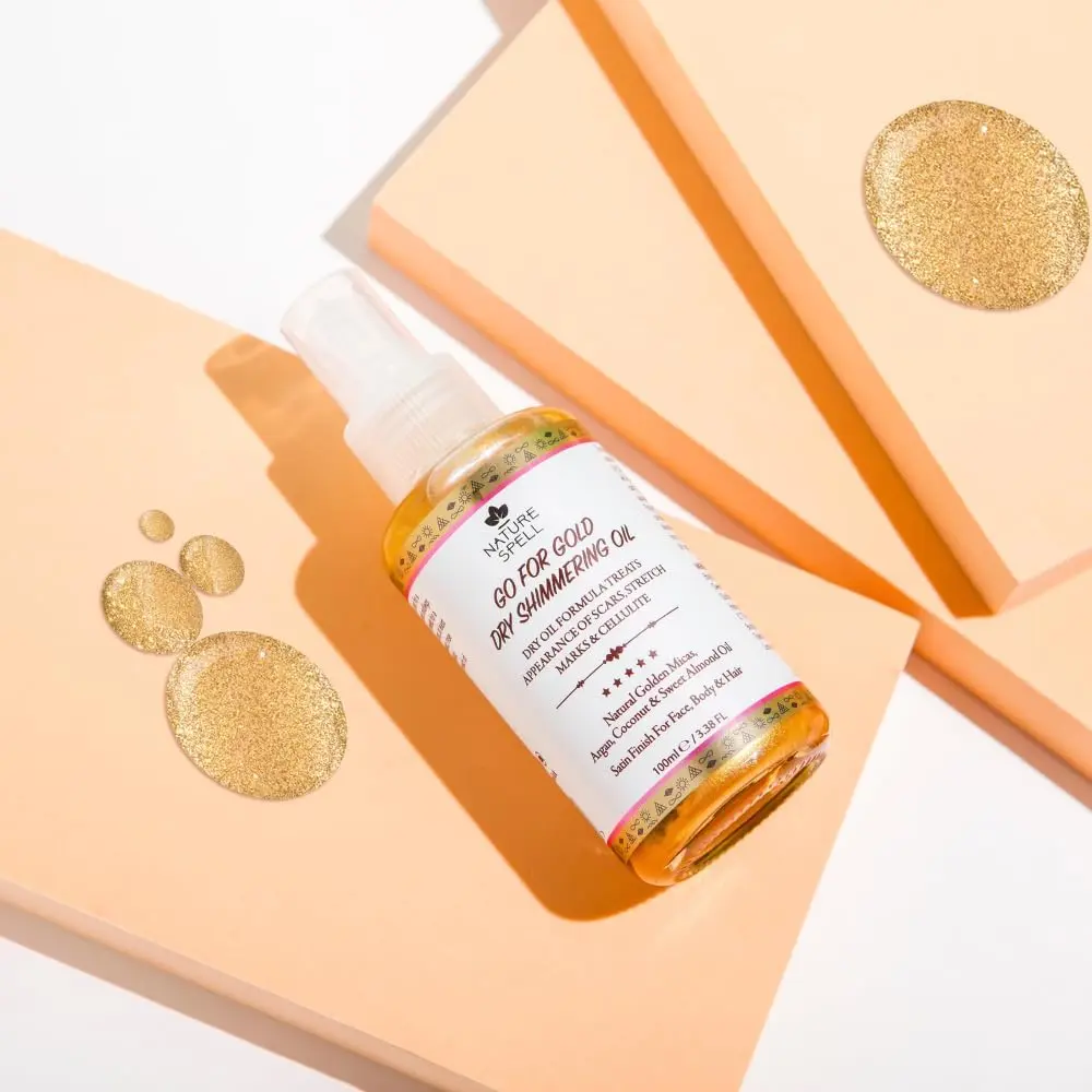 Nature-Spell Dry Shimmering Oil For Face, Body & Hair 100 ml, Nourishing & Glowy Body Shimmer