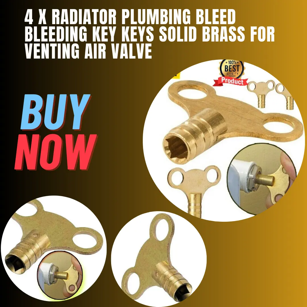 4 x Radiator Plumbing Bleed Bleeding Key Keys Solid Brass for Venting Air Valve
