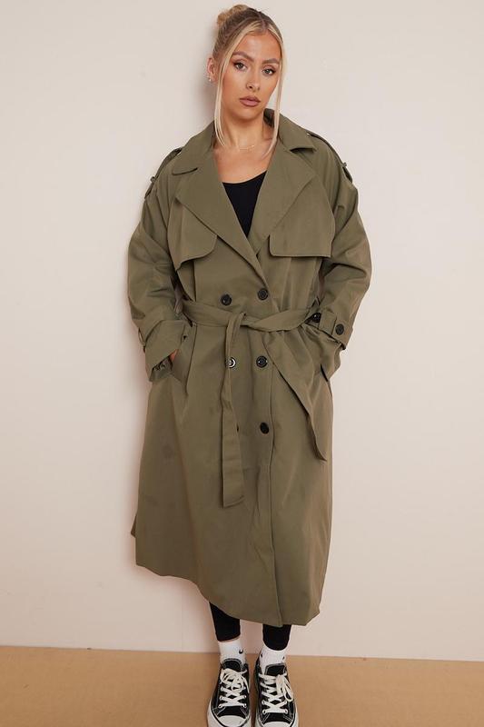 Product Introduction of KatchMe Women's Oversized Premium Waist Tie Double Breasted Trench Coat (UK 8-22),High-End Outerwear Jacket,Plain Minimalist Side Pocket Lady's Outfits 18