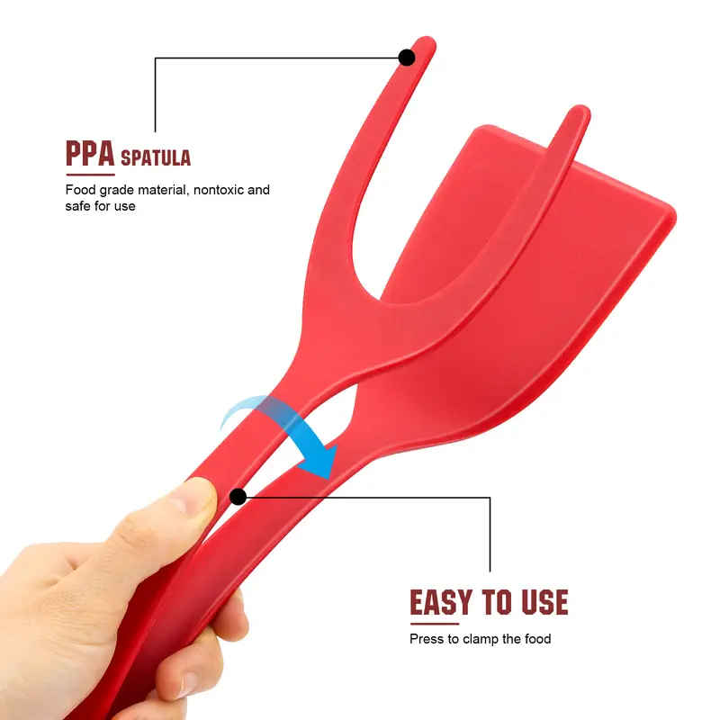 WALLFID 2 in 1 Spatula Tongs Set - Egg Flipper & Pancake Turner Kitchen Cooking Tool for Flawless Omelets & French Toast Ergonomic Design, Non-Stick 3