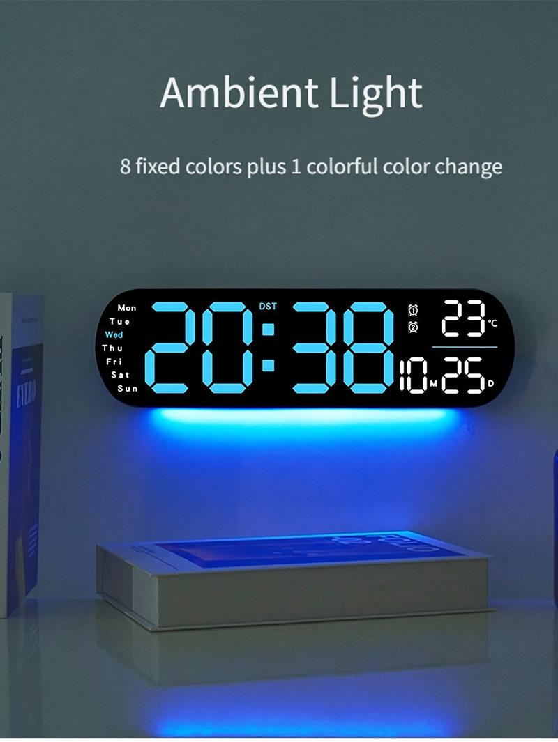 Product Introduction of RAZZAQ MART SHOP Large Digital Wall Clock with Remote Control, Dual Alarm, DST, 10-Level Brightness, LED Night Light, USB Powered, Cordless or Plug-In Use, Ideal for Bedrooms, Living Rooms, or Offices (Batteries Not Included) 15
