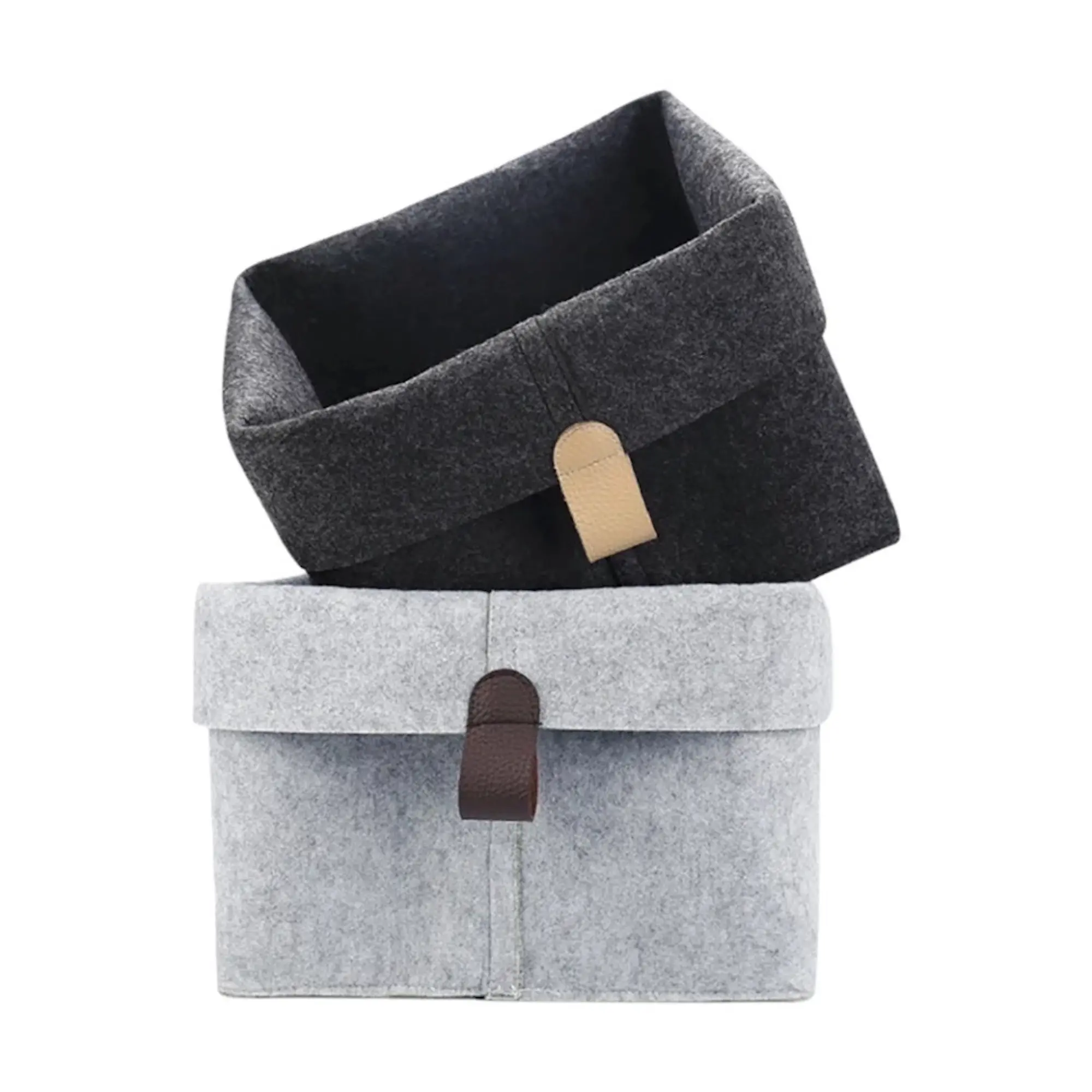 Foldable Felt Storage Basket for Clothing, Cosmetics, and Remote Controls - Ideal Desktop Organizer or Children's Toy Storage - Black/Light Grey (26.5 x 23cm) - Organiser