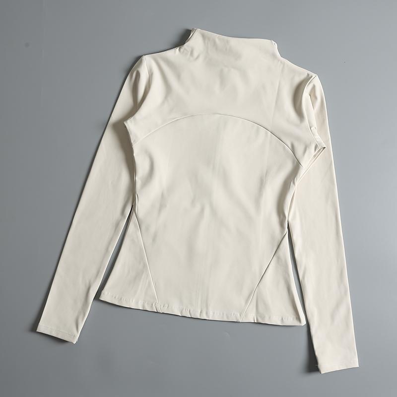 Product Introduction of New yoga wear ladies coat round high elastic loose exercise yoga fitness long sleeve stand-up collar  yoga tops 14