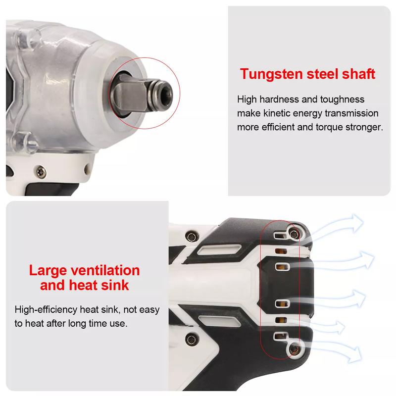 1000Nm 1/2" Cordless Electric Impact Wrench Drill Gun Ratchet Driver w/ Battery 2