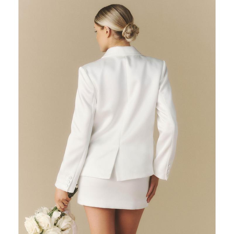 Satin Tailored Jacket - White 2