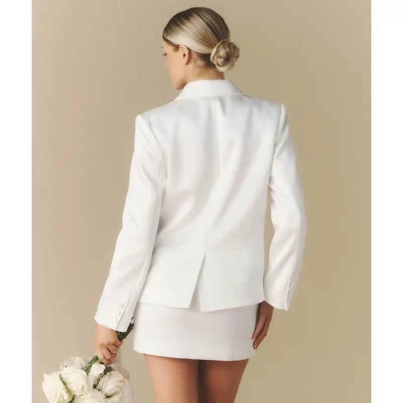 Satin Tailored Jacket - White 2