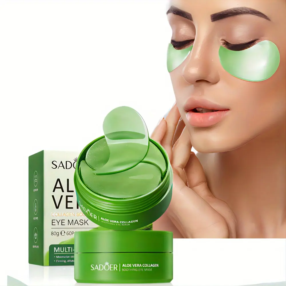 60pcs Aloe Vera Collagen Crystal Eye Masks, Gentle Soothing Eye Care, Reduces & Fine Lines, Restores Firmness & Shine, All Skin Types, Low Allergenic, Unisex Adult Use