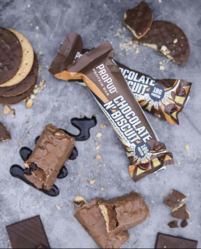 ProPud Chocolate N’ Biscuit High Protein Bar 18g Protein (12x55g), Crunchy Chocolate N’ Biscuit Loaded With Real Biscuit Pieces, No Added Sugar, Perfect Pre and Post Workout Nutrition 4