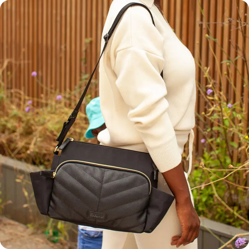 Babymel Pushchair Organiser - Black Vegan Leather