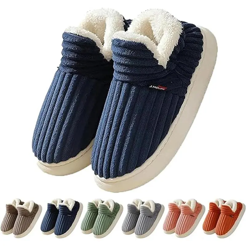 Men Winter New Women Cotton Slippers Outdoor Fashion Couple Slippers Warm Indoor Bedroom Cotton Plush Shoes Fleece Fluffy 0