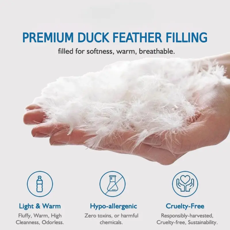 Hotel Quality Down Pillows Side Sleeper Bounce Back Bed Pillow Quick rebound, Dust Proof Resistant Premium Filled Pillows Medium Support Comfortable Duck Feather Bed for Front, Back and Side Sleepers Machine Washable Hypoallergenic of Standard Size, White 2