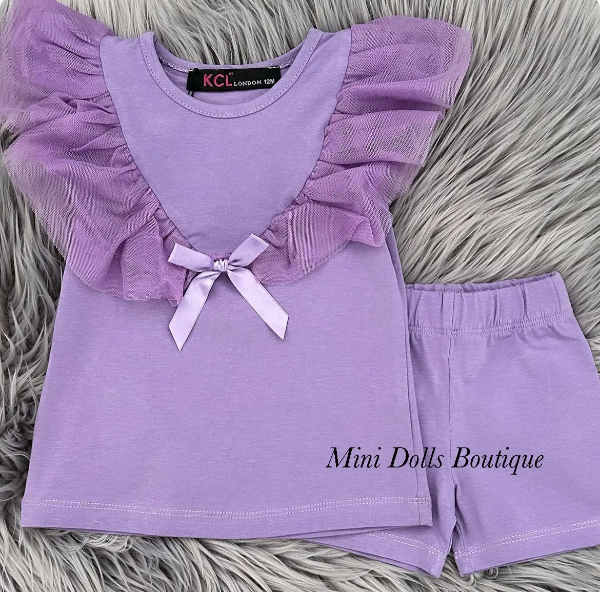 Purple Ruffle Top & Shorts Set